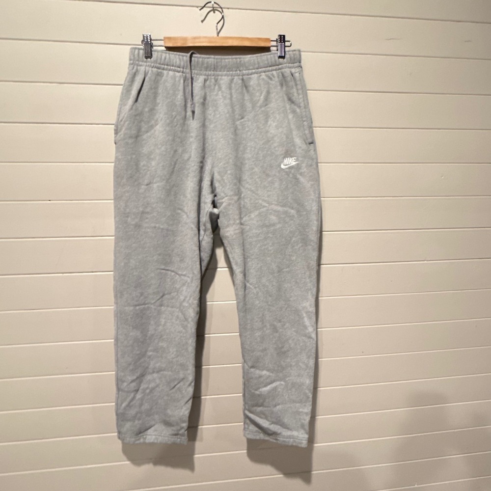 Nike Sportswear Club Fleece Mens Joggers L Grey Open Hem Sweatpants BV2707-063